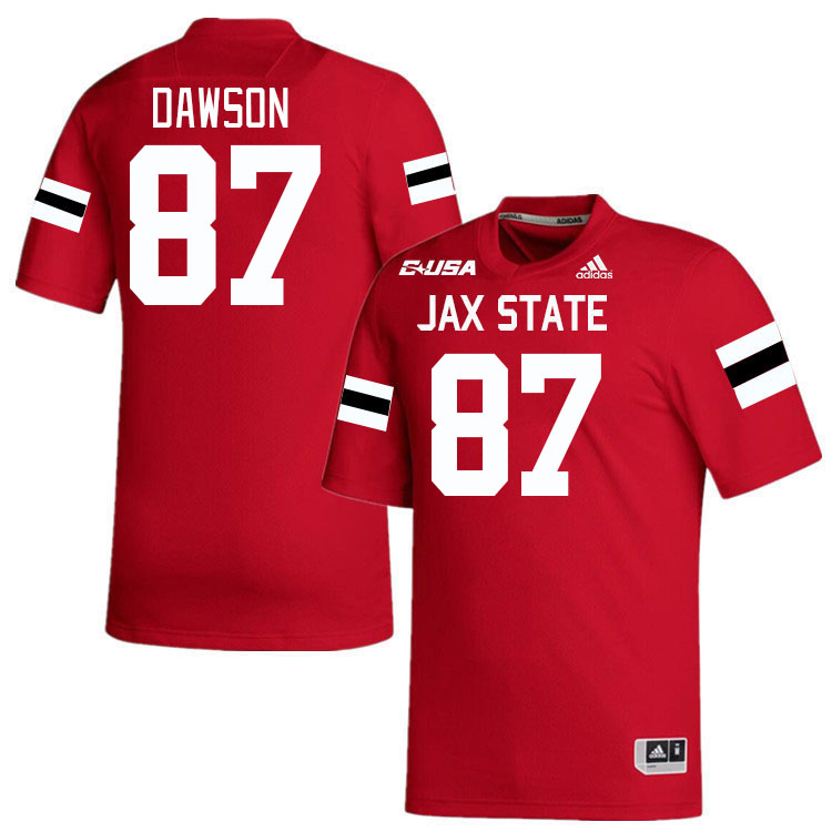 #87 Jack Dawson Jacksonville State Gamecocks College Football Jerseys Stitched-Red